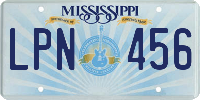 MS license plate LPN456