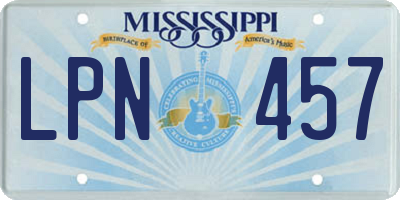 MS license plate LPN457
