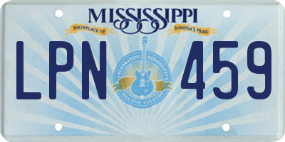 MS license plate LPN459