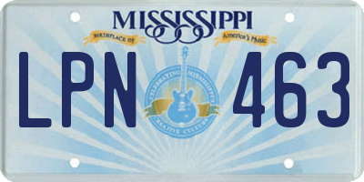 MS license plate LPN463