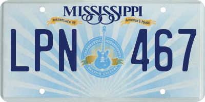 MS license plate LPN467