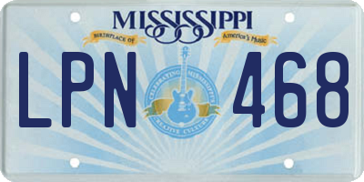 MS license plate LPN468