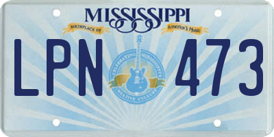 MS license plate LPN473