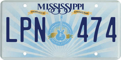 MS license plate LPN474