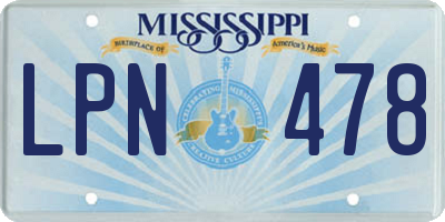 MS license plate LPN478
