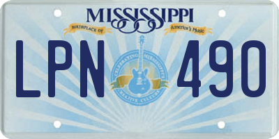 MS license plate LPN490