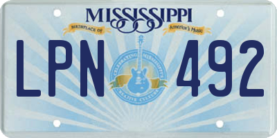 MS license plate LPN492