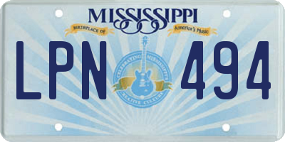 MS license plate LPN494