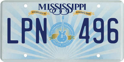 MS license plate LPN496