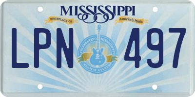 MS license plate LPN497