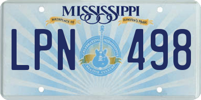 MS license plate LPN498