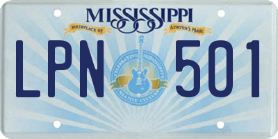 MS license plate LPN501