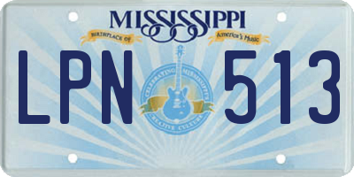 MS license plate LPN513