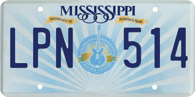 MS license plate LPN514