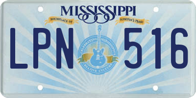 MS license plate LPN516