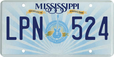 MS license plate LPN524