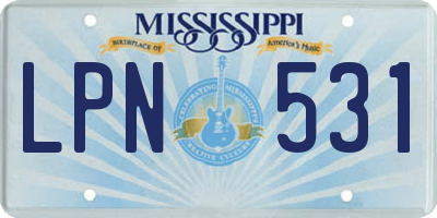MS license plate LPN531