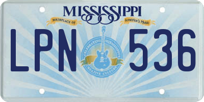 MS license plate LPN536