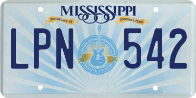 MS license plate LPN542