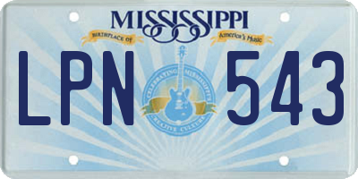 MS license plate LPN543