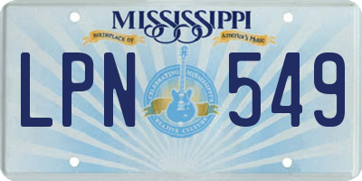 MS license plate LPN549