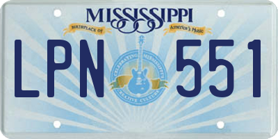 MS license plate LPN551