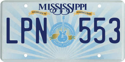 MS license plate LPN553