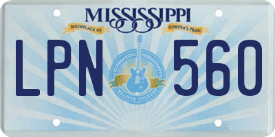 MS license plate LPN560
