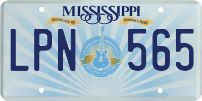 MS license plate LPN565