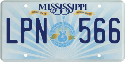 MS license plate LPN566