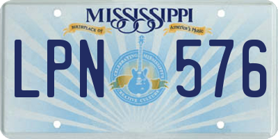 MS license plate LPN576