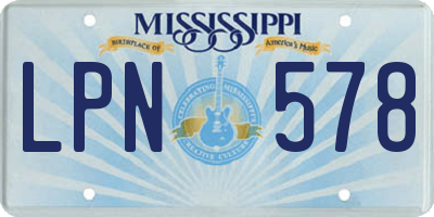MS license plate LPN578