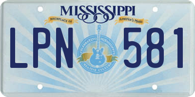 MS license plate LPN581