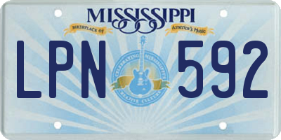 MS license plate LPN592