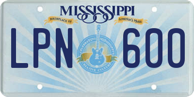 MS license plate LPN600