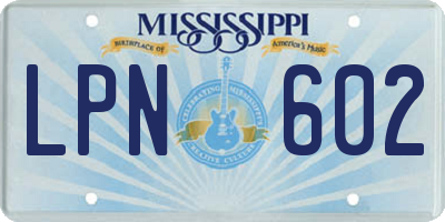 MS license plate LPN602