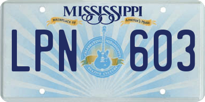 MS license plate LPN603