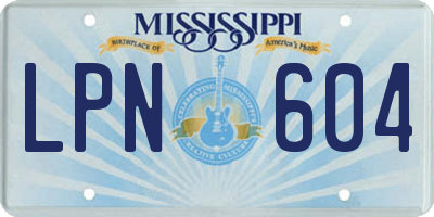 MS license plate LPN604