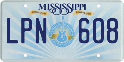 MS license plate LPN608