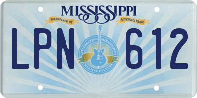 MS license plate LPN612