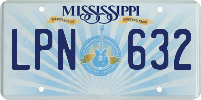 MS license plate LPN632