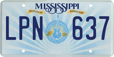 MS license plate LPN637