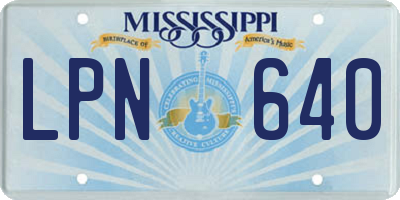 MS license plate LPN640