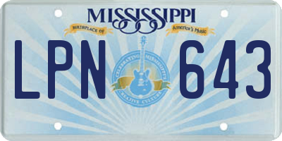 MS license plate LPN643