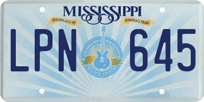 MS license plate LPN645