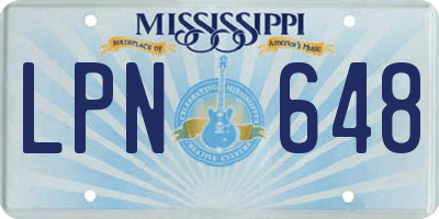 MS license plate LPN648