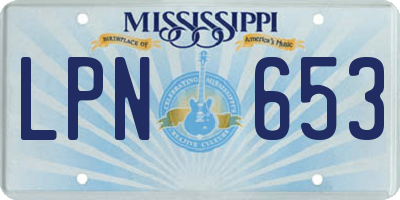 MS license plate LPN653