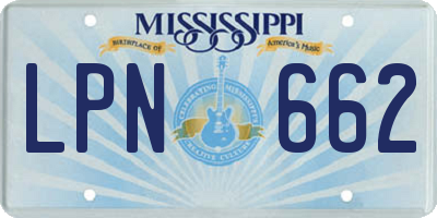 MS license plate LPN662
