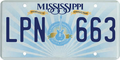 MS license plate LPN663