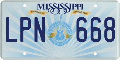MS license plate LPN668